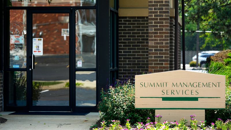 The empty office space on the back of the Summit Management Services building in Highland Square could become the home of a marijuana dispensary, Thursday, June 12, 2025, in Akron, Ohio.