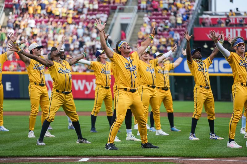 The Savannah Bananas played the Texas Tailgaters at Great American Ballpark on Friday June 13, 2025. The game included music, dancing, non-baseball games, backflips and featured Reds players like Todd Frazier, Bronson Arroyo and Sean Casey. The Bananas will play the Texas Tailgaters again on Saturday to a packed Great American Ballpark.