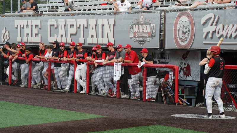 The Lakota West Firebirds watch the action during their Division I state semifinal against the Olentangy Braves on June 14, 2025 at Canton's Thurman Munson Memorial Stadium.