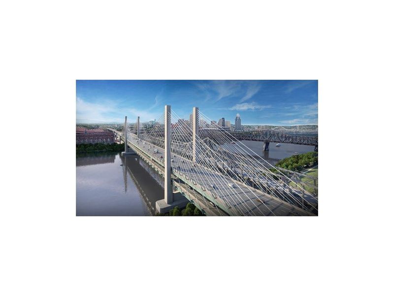 The new bridge to the immediate west of the Brent Spence Bridge will feature a cable-stayed design. Ohio and Kentucky officials released details in June.