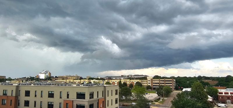 National Weather service has issued a Tornado Warning in the Akron area until 6:45 PM. Sirens sounded in Downtown Akron as a ominous Cloud hovered over the Downtown Akron on Wednesday, June 18, 2025.
