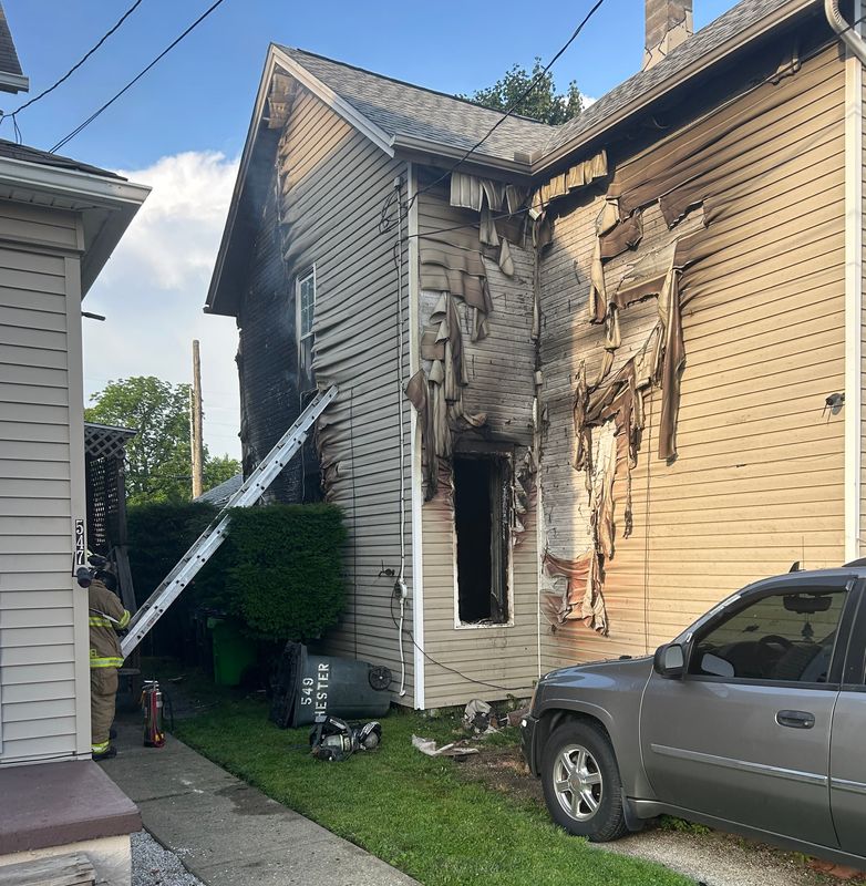 Inspector Chris Waffler of the Alliance Fire Department said a house fire on Hester Avenue has displaced a grandfather and his grandson. The cause is under investigation, but it is considered an accident.