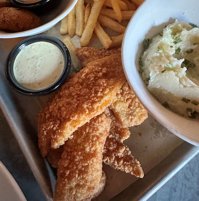 The Nook's old fashioned fish fry dinner includes five pieces of perfectly fried rock fish, with fries and more.