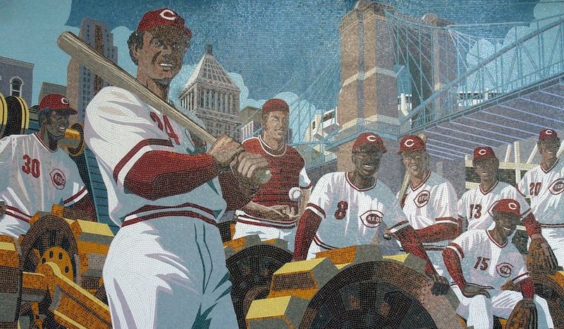 The mural of the Big Red Machine mural inside the Great American Ball Pa
