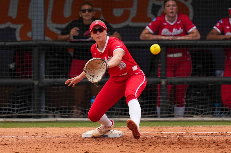 Ohio State infielder Reagan Milliken (16) catches the ball during a NCAA regional game between Tennessee and Ohio State at Sherri Parker Lee Stadium in Knoxville, Tenn., on May 18, 2025. Tennessee won 5-0 against Ohio State.