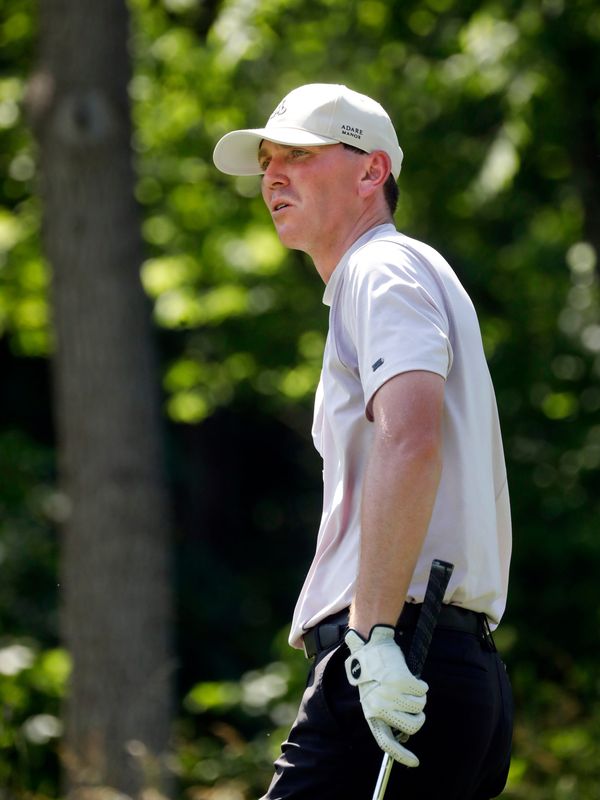 Norwich's Blake Hartford, a Texas native, watches his 18th tee shot during the final round of the 48th Zanesville District Golf Association Amateur on Sunday, June 22, 2025, at Zanesville Country Club. Hartford shot 2-under-par 70 to place second overall.