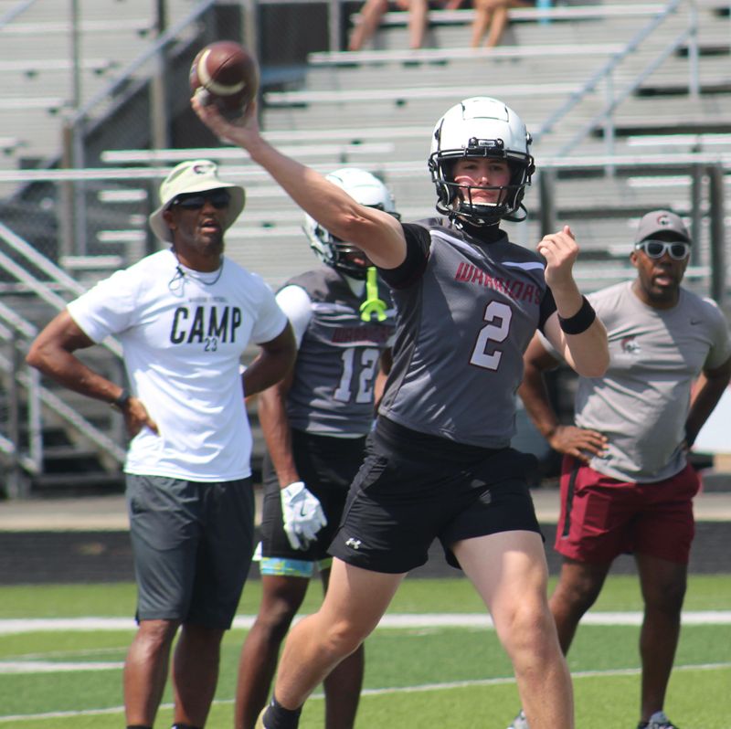Harvest Prep quarterback Collin Boff prepares to fire a pass during the Division II 7-on-7 state tournament June 23 at Hilliard Darby.