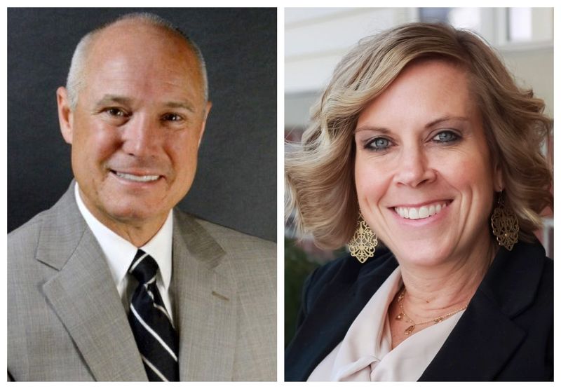 Kevin S. Miller, Ed.D., superintendent of Licking Heights Local Schools, left, and Kasey Perkins, Ed.D., superintendent of Southwest Licking School District, right.