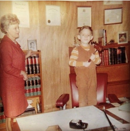 A 1967 photo of Out on Main Restaurant cofounder Michael Caven with his Grandma Charlotte Moore in Marianna, Floridia. He called her Granchar which is short for Grandma Charlotte.