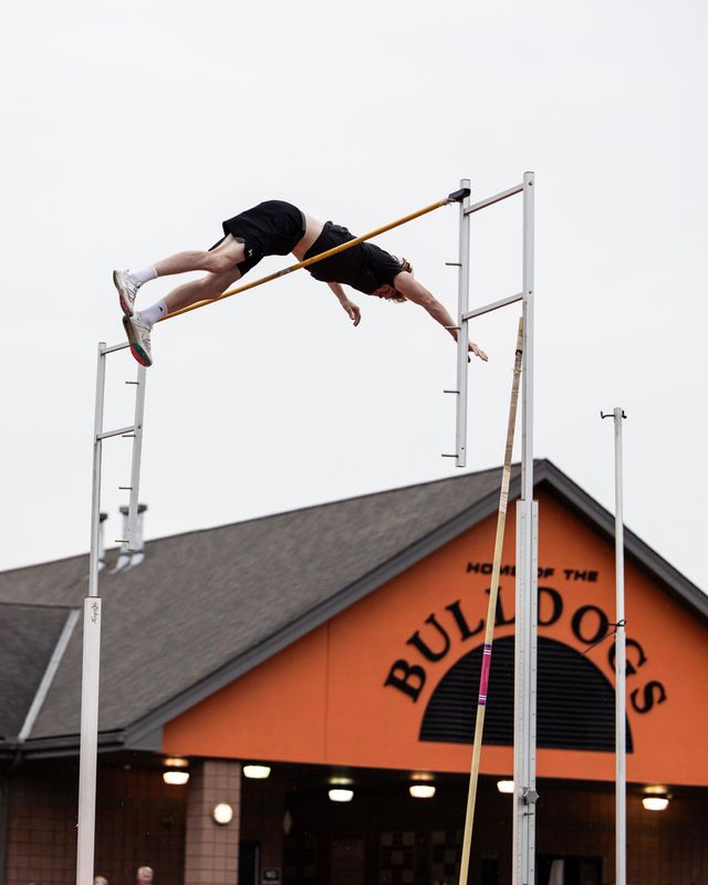 Caden McClure competes in the pole vault during Adult Track Night at Green High School, June 14, 2025.