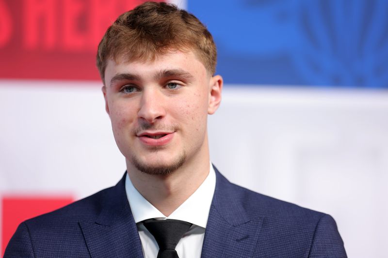 Cooper Flagg arrives before the first round of the 2025 NBA Draft at Barclays Center on June 25, 2025 in Brooklyn, NY.