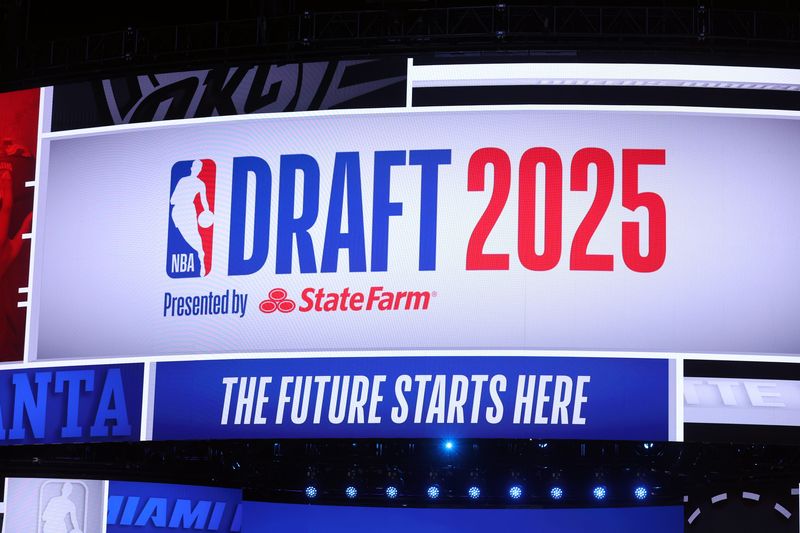 Jun 25, 2025; Brooklyn, NY, USA; General view before the first round of the 2025 NBA Draft at Barclays Center. Mandatory Credit: Brad Penner-Imagn Images
