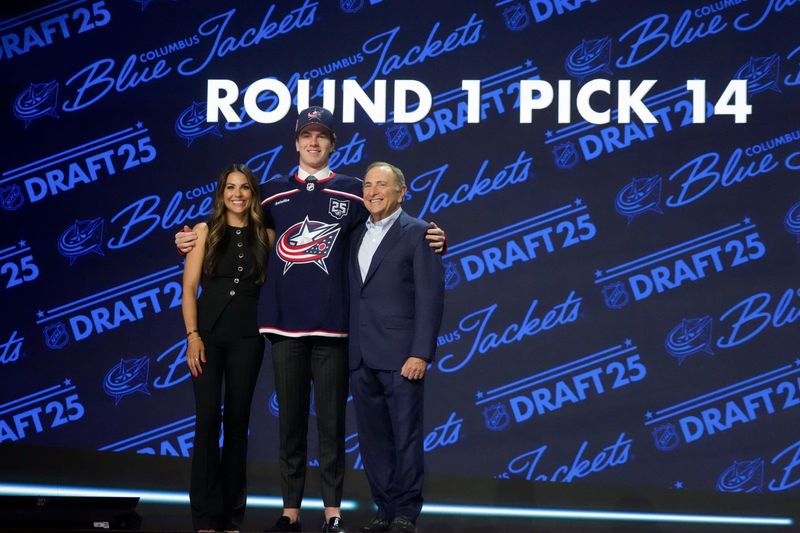 The Blue Jackets selected defenseman Jackson Smith with the No. 14 pick in the 2025 NHL Draft.
