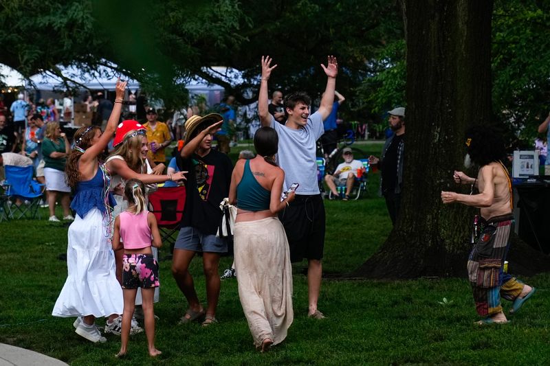 Attendees dance during ComFest at Goodale Park on Friday, June 27, 2025 in Columbus, Ohio.