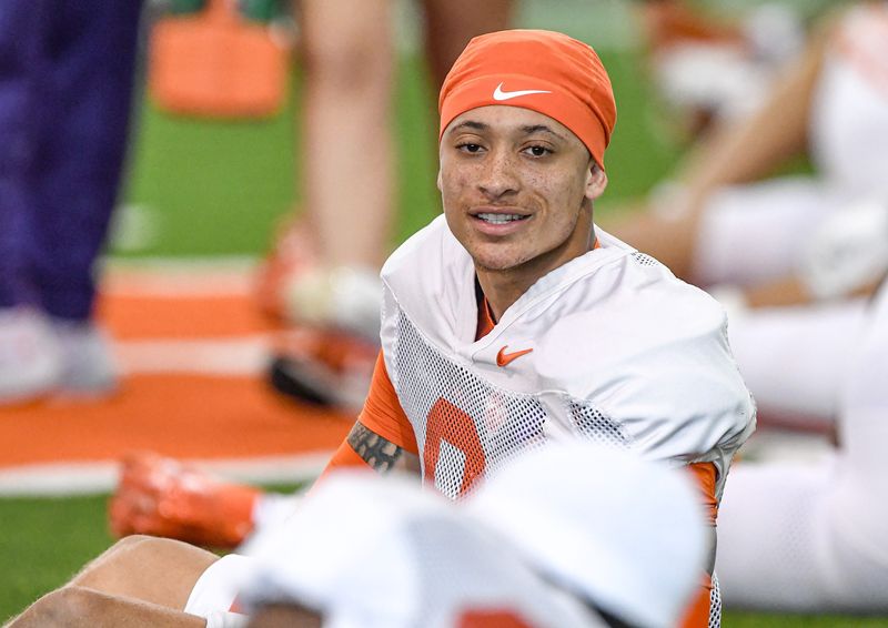 Clemson cornerback Avieon Terrell (8) during Spring Practice in Clemson, S.C. Monday, March 24, 2025.