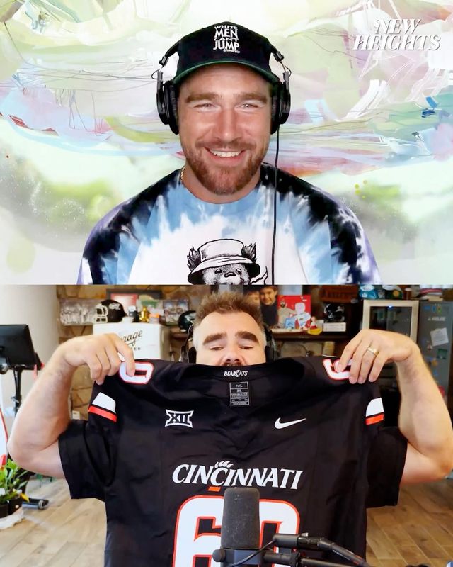 Former Cincinnati Bearcats Jason and Travis Kelce unveiled UC's new Nike uniforms Wednesday on their New Heights podcast
