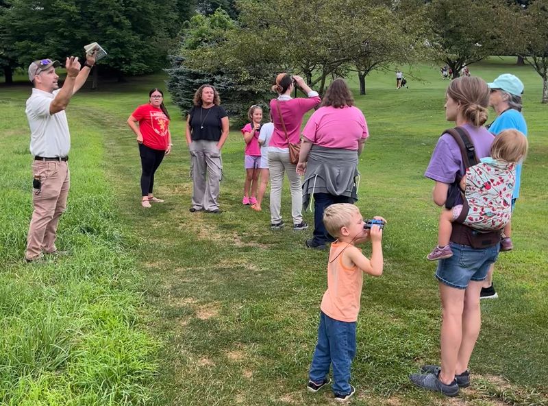 Adam Zorn, program manager at University of Mount Union’s Huston-Brumbaugh Nature Center, will lead a bird walk July 17 at Huston-Brumbaugh Nature Center in Minerva. Here, he's seen leading the 2024 bird walk.