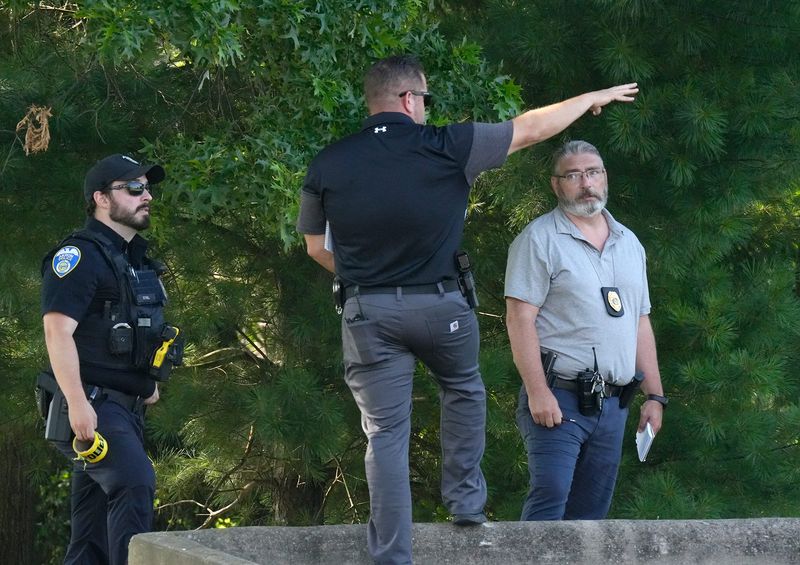 Akron Police investigate the scene of a shooting where four people were shot in the early morning at Mason CLC on Monday, July 7, 2025.