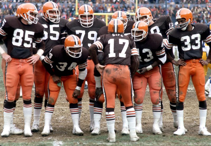 Nov 26, 1978; Cleveland, OH, USA; FILE PHOTO; Cleveland Browns quarterback (17) Brian Sipe in the huddle against the Los Angeles Rams at Cleveland Stadium. The Browns defeated the Rams 30-19. Mandatory Credit: Tony Tomsic-USA TODAY NETWORK