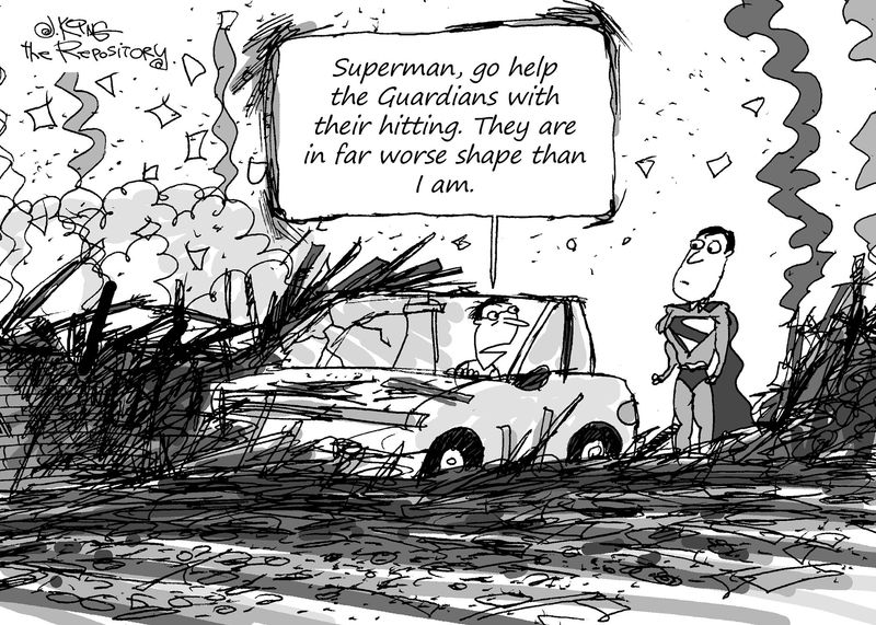 Editorial cartoonist Jerry King knows who could help the Guardians turn their season around -- Cleveland's own Superman.