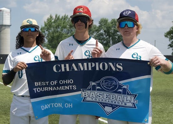 Granville's Max Hall, Newark's Michael Kopachy and Licking Heights' Peyton Clum helped the Ohio Bison 15U Kopachy win a championship in Dayton on July 6.