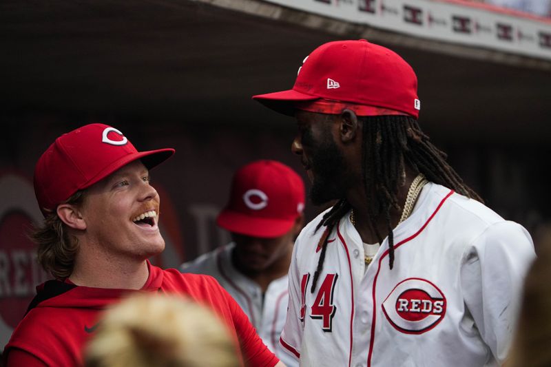 It's announced that Reds Andrew Abbott (41) is heading to the All Stars game during their game against the Miami Marlins at Great American Ball Park on Tuesday July 8, 2025.