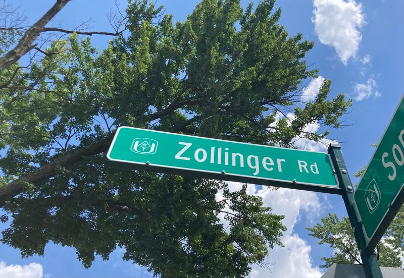 Zollinger Road crosses through much of central Upper Arlington from east to west through residential neighborhoods and by Upper Arlington High School.