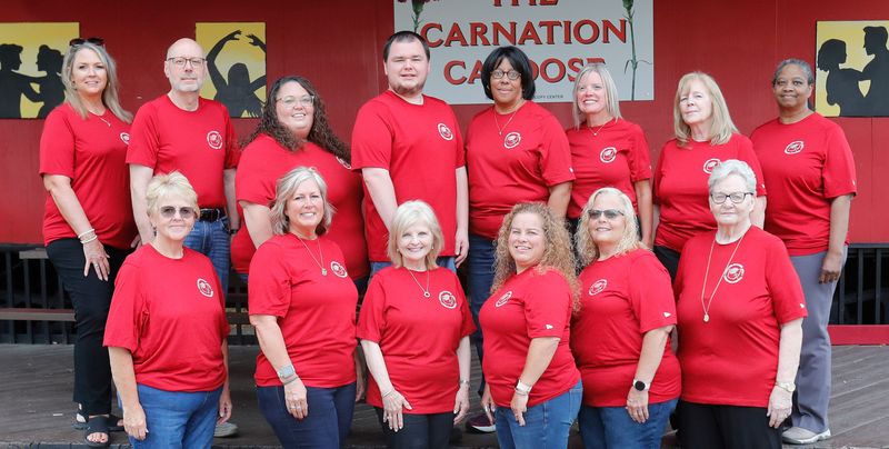 The Greater Alliance Carnation Festival’s Board of Directors includes, front row from left, Vice President Lisa Baylor, Chair/Treasurer Staci Gurney, President Sue Grove; Vice President Regena Clair; Dorothy Rogers and Marikay Colbert; and, back row from left, Lisa Trummer, Matt Lansell, Vice President Abbey Blake, Vice President Logan McGee, Missy Miller, Joy Lautzenheiser, Secretary Jeanne LeMieux and Renee Young.