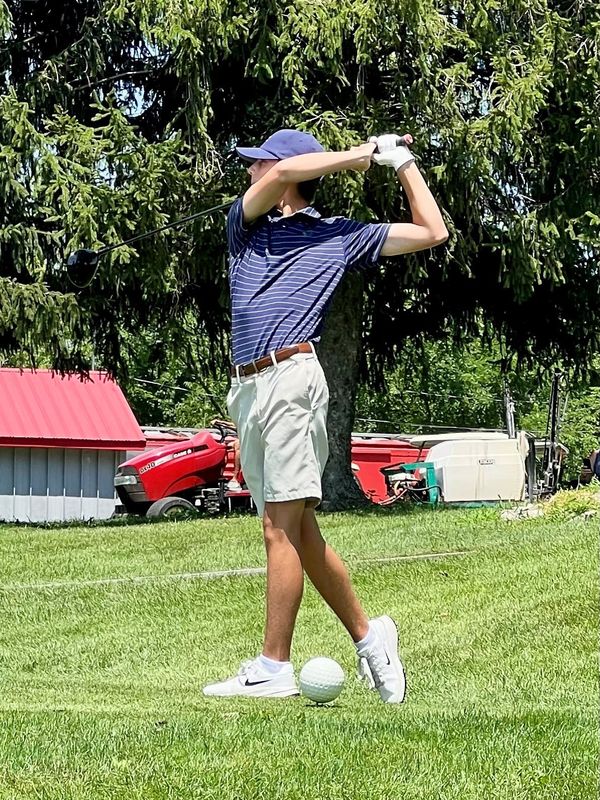 Delaware's Parker Steffanni tees off at Valley View on July 14, 2025. He was the top scholarship winner in the boys 16-to-18 age group for the Heart of Ohio Junior Golf Association.