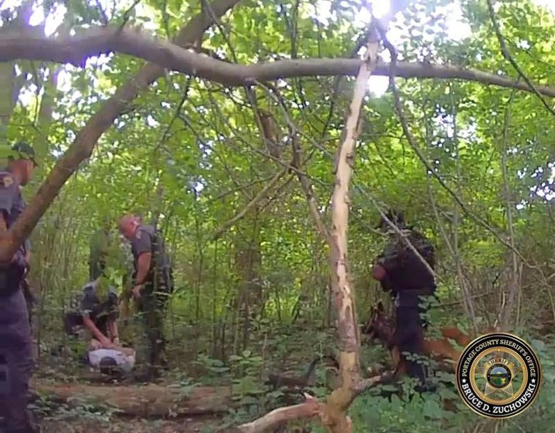 A Pennsylvania man and two other males were taken into custody following a pursuit, crash and manhunt in Portage County July 18.