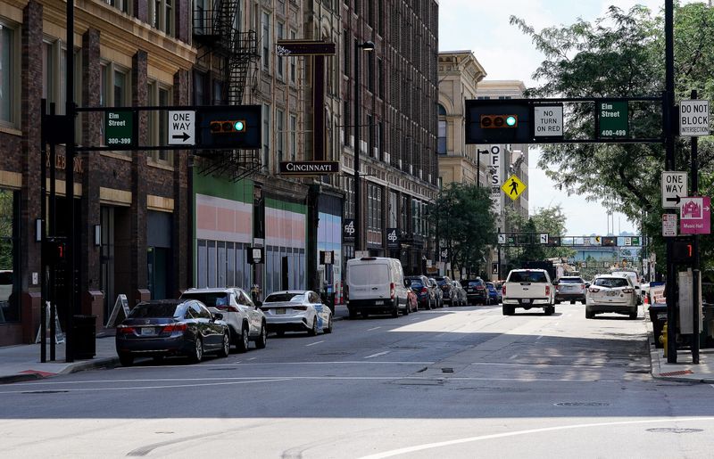 Fourth and Elm Street in Downtown Cincinnati, Tuesday, July 29, 2025.