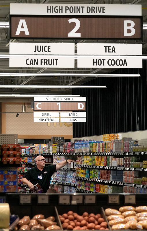 Keeping up with tradition, the new Acme store features aisles named after local streets, Wednesday, Aug. 6, 2025, in Medina, Ohio.