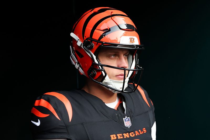Aug 7, 2025; Philadelphia, Pennsylvania, USA; Cincinnati Bengals quarterback Joe Burrow walks out of the tunnel for a game against the Philadelphia Eagles at Lincoln Financial Field. Mandatory Credit: Bill Streicher-Imagn Images
