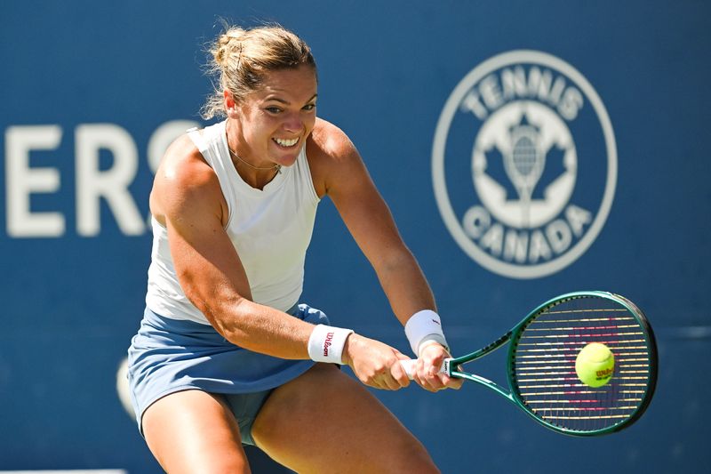 Caty McNally, shown earlier this month in Montreal, worked deep into the night to defeat McCartney Kessler in her first-round Cincinnati Open Aug. 13.