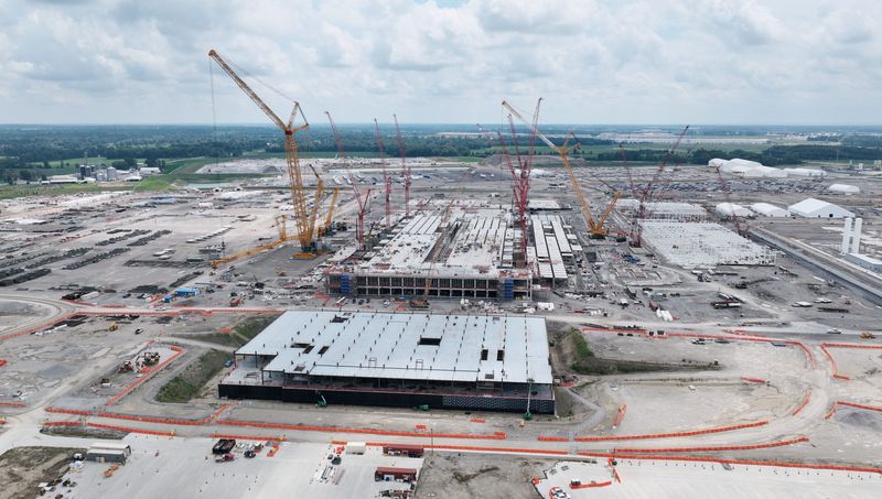 Despite financial turmoil and layoffs at other facilities, Intel continues to build their chip-manufacturing plant in New Albany, Ohio on Monday, July 28, 2025.