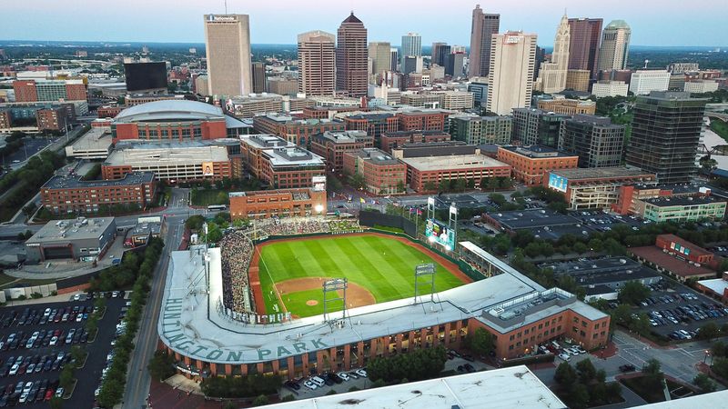 An aerial shot of Huntington Park in Columbus, Ohio.