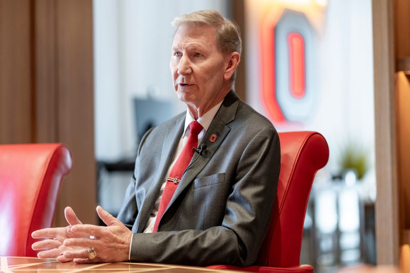 Ohio State University president Ted Carter speaks with the Dispatch prior to the start of the 2025-26 school year from his office on campus on Aug. 18, 2025.