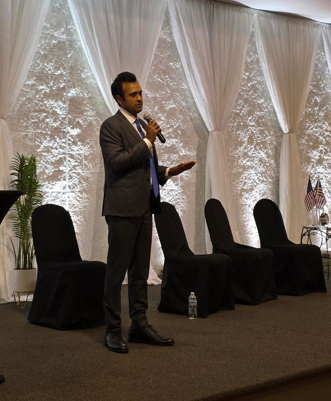 Ohio gubernatorial candidate Vivek Ramaswamy addressed the audience at a panel on the future of Ohio education on Aug. 20 in Hilliard