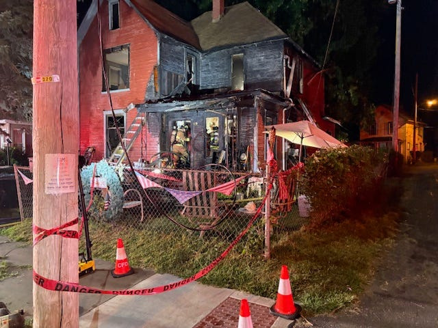 An air conditioner's overheated electrical cord caused a fire at 820 High Ave. NW, Canton, early on Aug. 22. The house will likely have to be razed.
