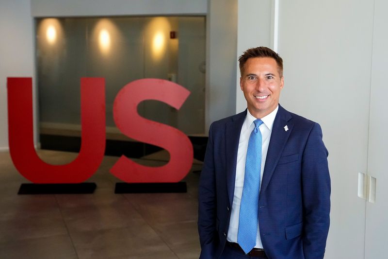 Jason Hall, CEO of the Columbus Partnership, poses for a portrait at the Columbus Partnership office on Tuesday, Aug. 26, 2025 in Columbus, Ohio.