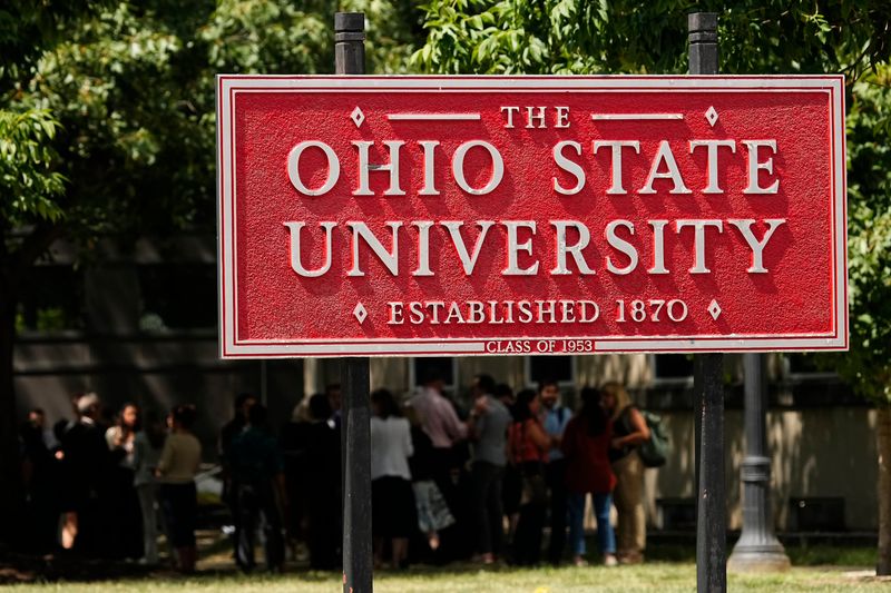 Students walk across Ohio State's campus on Aug. 26, 2025.