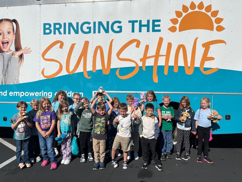 First graders at BL Miller Elementary School in Sebring paid a visit to the Sunshine Bus when it stopped by the school during the students' first few days back in the classroom. They were able to collect personal care items and a stuffed animal.