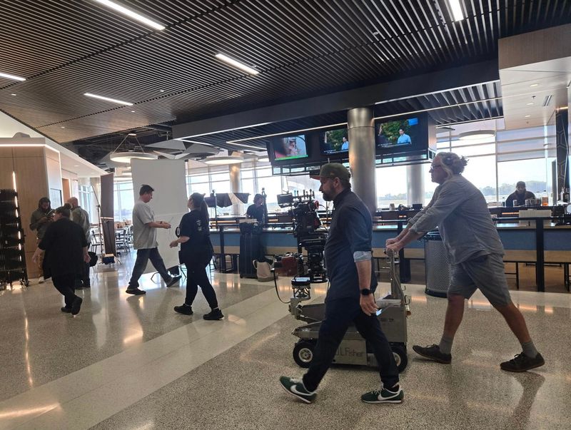 Scenes for the movie "Carousel" were being filmed on Sept. 2 at the Akron-Canton Airport. The movie will star Chris Pine.