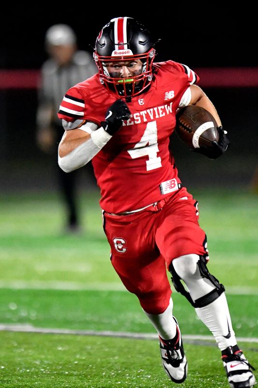 Crestview's Ayden Reymer ran all over Keystone during the Cougars' 28-14 win on Friday night.