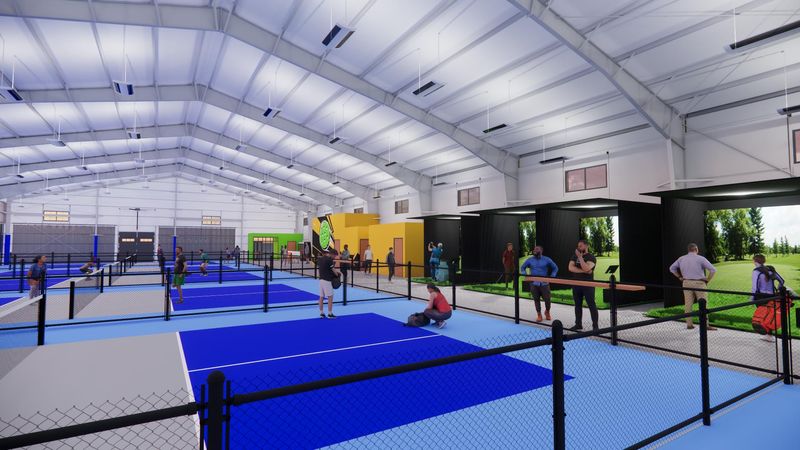 A rendering of a new pickleball club, which is set to be constructed at the Southwest Golf Ranch in Lebanon.