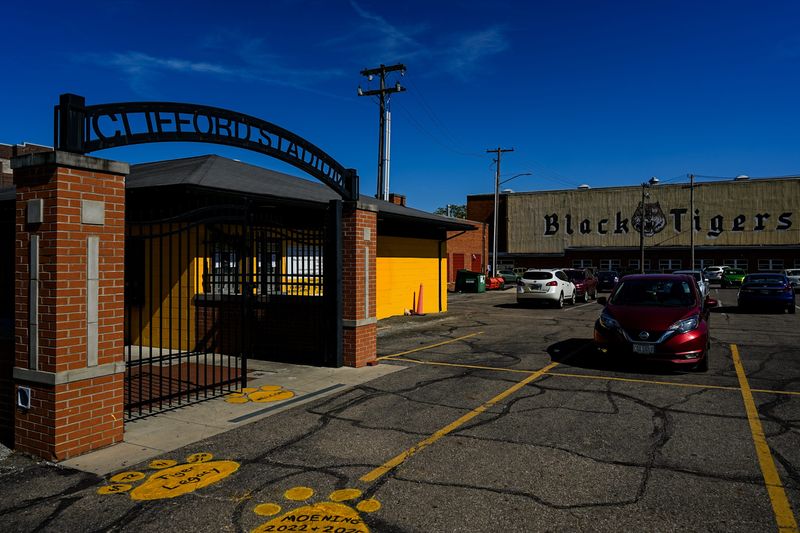 The gates to Clifford Stadium are seen open before football practice, Sept. 10, 2025. The stadium will see its last football game Sept. 12.