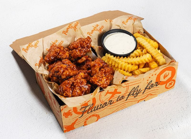 Wings Over, a national chain with Ohio restaurants in Worthington, Upper Arlington and Athens, will debut pumpkin-spice wings, boneless wings and tenders Sept. 15, 2025.