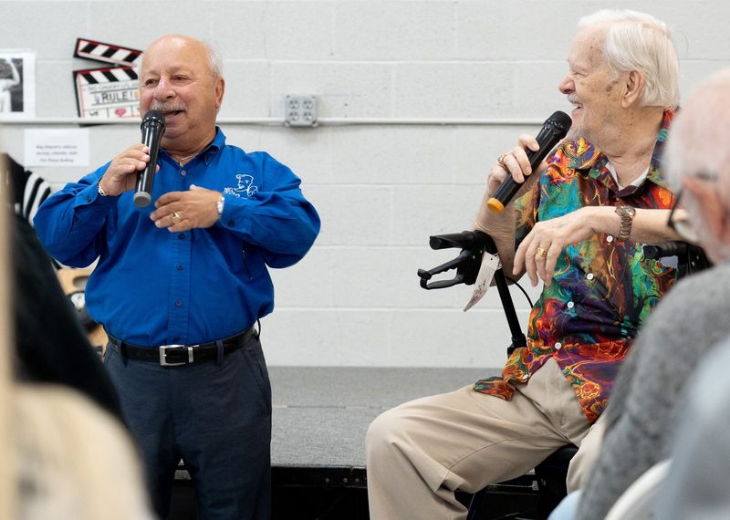 Lil’ John Rinaldi and Bob “Hoolihan” Wells welcome guests to The BIG Adios Muchachos Show in Cuyahoga Falls on Sept. 13, 2025.