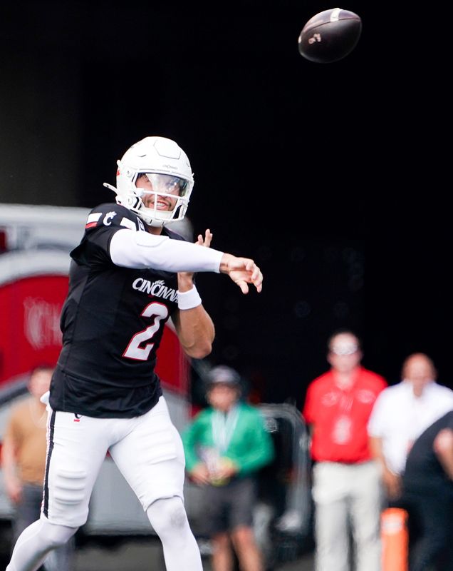 Cincinnati Bearcats quarterback Brendan Sorsby (2) transferred to Texas Tech in January. He is now taking leave seeking treatment for gambling addiction.
