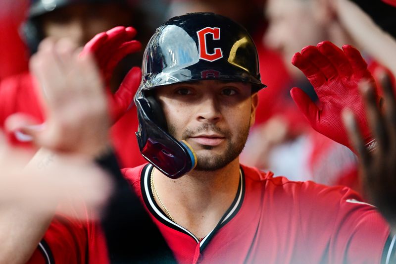 Cleveland Guardians' C.J. Kayfus celebrates after hitting a home run against the Chicago White Sox on Sept. 13, 2025, in Cleveland.